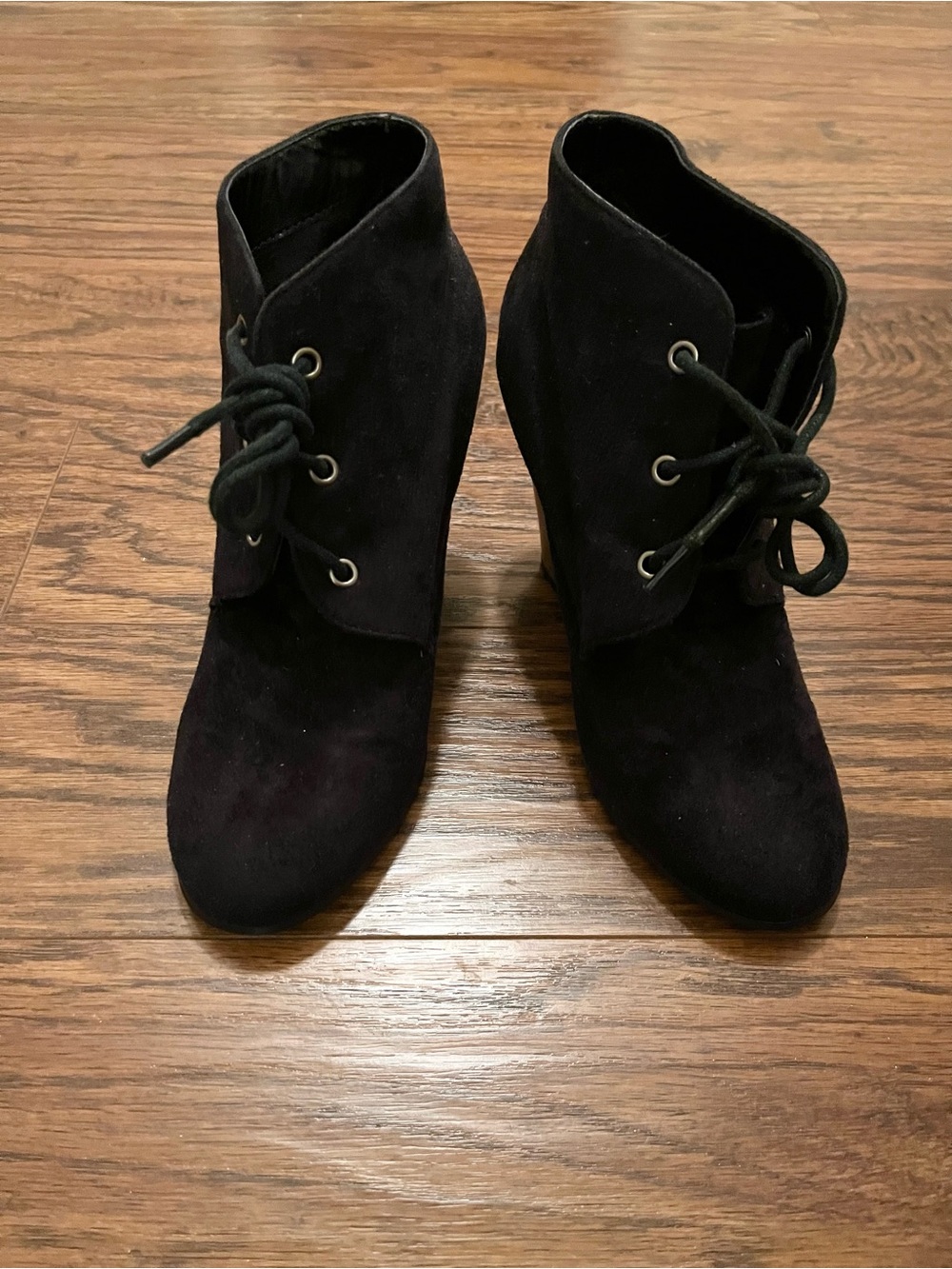 XX1 BLACK SUEDE CHIC ANKLE BOOTS |  LACE UP BOOTS | CASUAL WEDGE BOOTS | SIZE 6